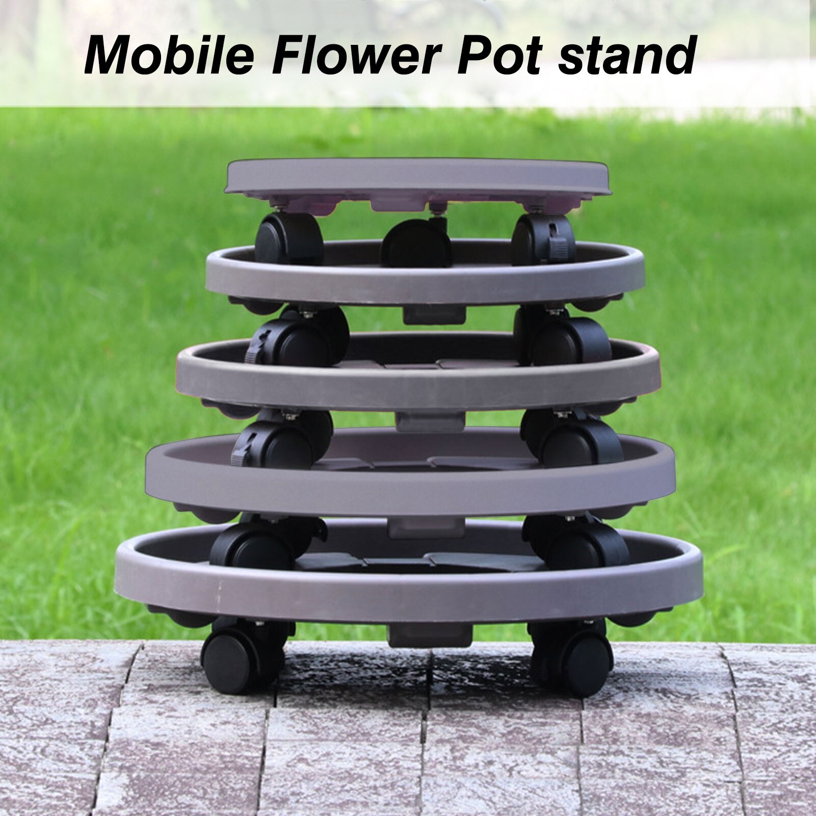 Round Flower Plant Pot Tray 4 Wheels Heavy Planter Flowers Pot Mover Trolley Plate Stand Holder Flower Pot Mover Garden Tools