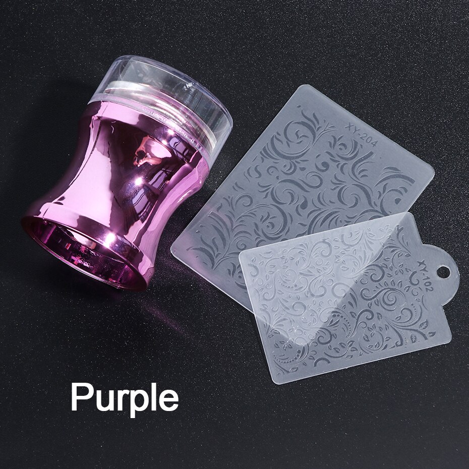 Tampons pour ongles en Silicone transparent, 3 pièces de transfert de vernis, kit de pochoir imprimé pour Nail Art, accessoires de manucure, NT1033: Purple