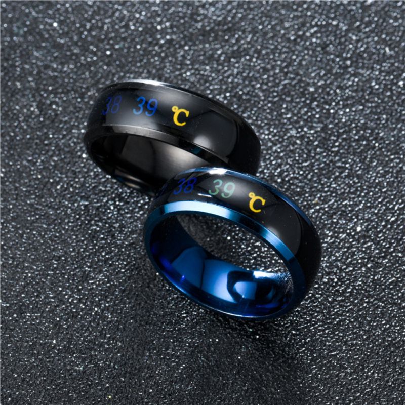 Waterproof Temperature Sense Intelligent Smart Ring Finger Wear Changing Color Temperature Titanium Steel Ring