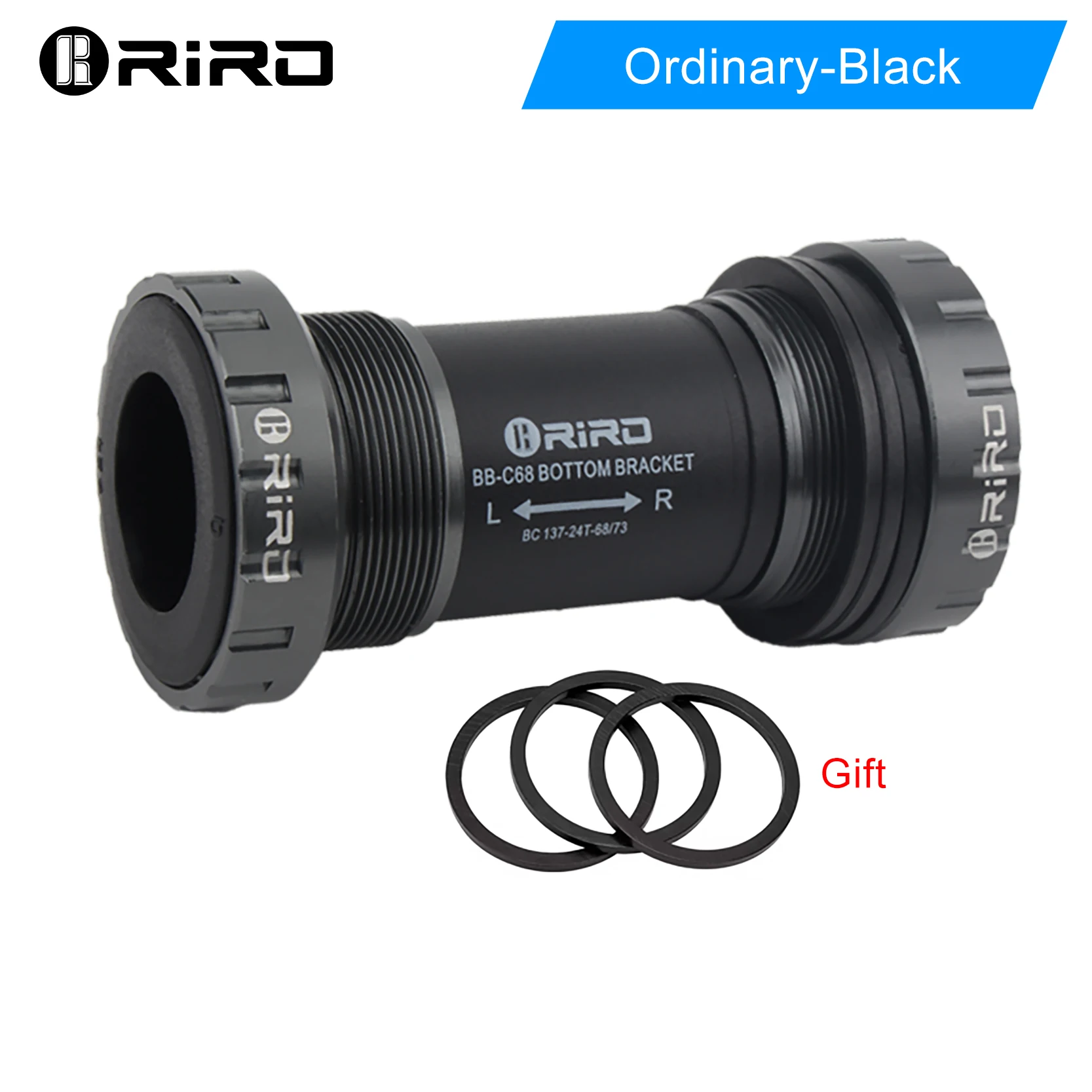 RIRO Bicycle Ceramic Bottom Bracket BB68/BB92 68/73MM Threaded BB MTB Sealed Bearings Road Bike 1.37/24mm Shaft Univesal Parts: WHITE