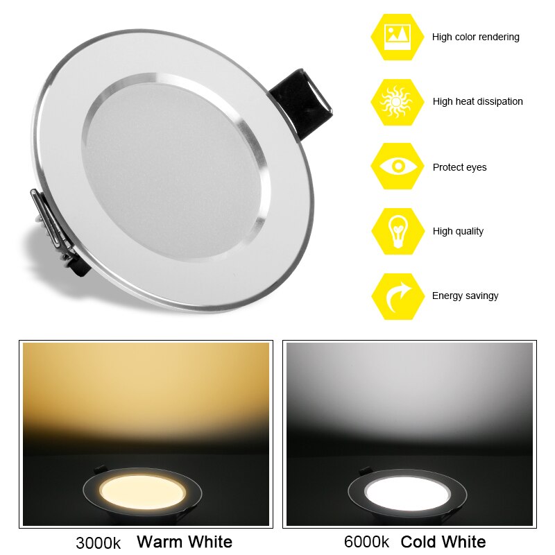 Led-alasvalo 3w 5w 7w 9w 12w 15w 220v 230v 240v pyöreä upotettu lamppu led-lamppu makuuhuone keittiö sisä led-valaistus
