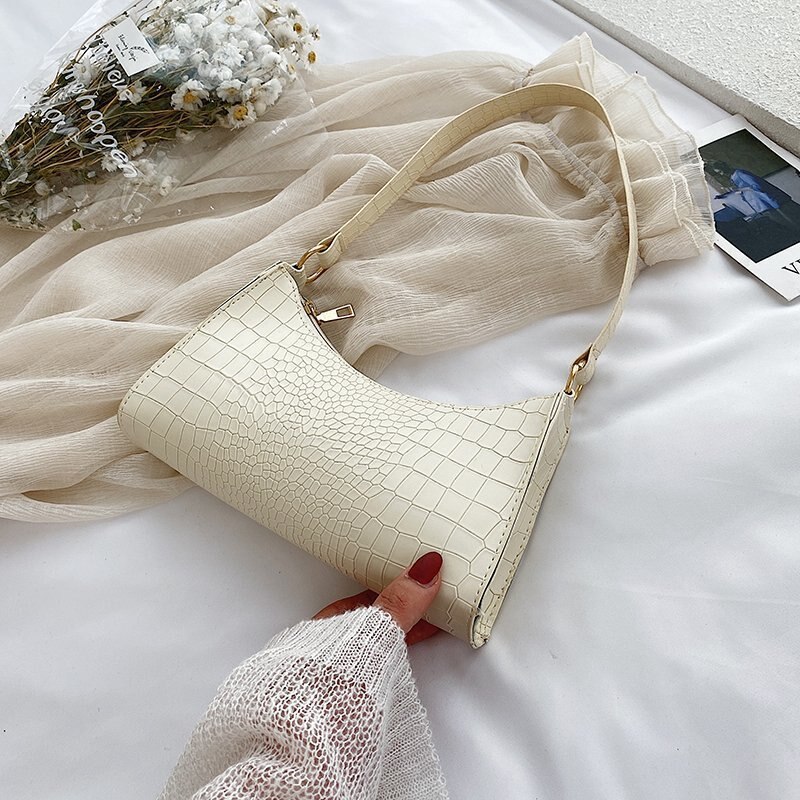 Women Solid Color PU Leather Handbags Totes Lady Daily Shopping Shoulder Bags for Women Youth Ladies Simple Versatile Bag: White