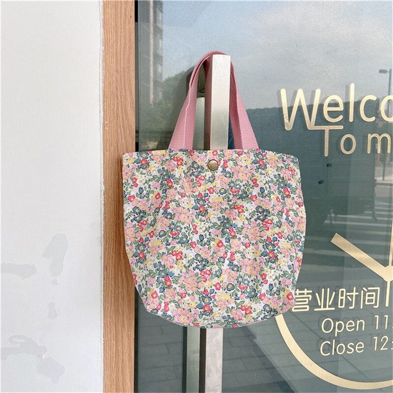 Koreaanse Bloemen Vrouwen Crossbody Tassen Draagbare Eco Herbruikbare Katoenen Kruidenier Dames Boodschappentas Student Meisjes Schoudertassen