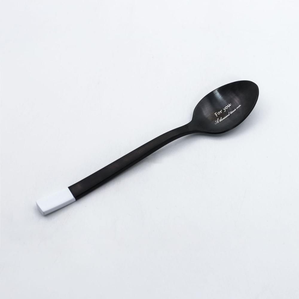 Stainless steel cutlery fork spoon knife set tableware western tableware set cutlery wedding silverware set: Dessert spoon