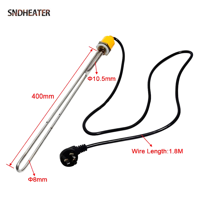 SNDHEATER 220V 1500W elemento calefactor de resistencia al agua Solar calentador eléctrico Industrial de 400MM con controlador de temperatura de enchufe: Default Title