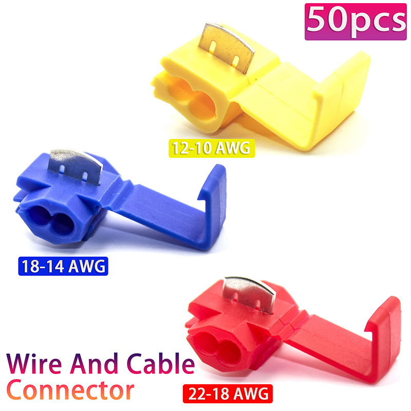10-50 Stuks Draad Kabel Connectors Scotch Lock Elektrische Quick Splice Terminals Crimp Niet-destructief Zonder Breken Lijn AWG 22-18