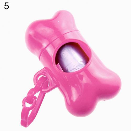 Portable 1Pc Pet Dog Bone Shape Garbage Waste Clean-Up Bag Dispenser Box Carrier Dog Supplies Pet Products: Pink