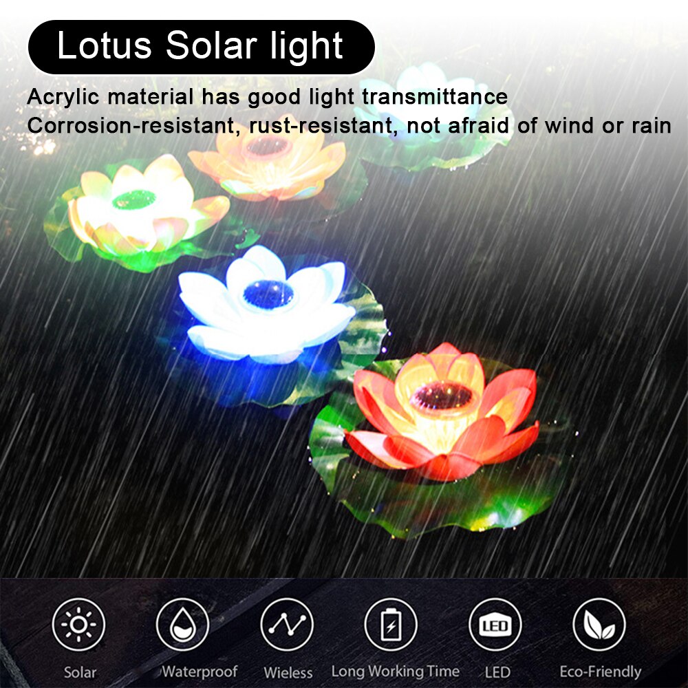 Solar Led Bloem Licht Lotusblad Drijvende Fontein Vijver Sfeer Verlichting Decoratie Tuin Outdoor Pool Night Light