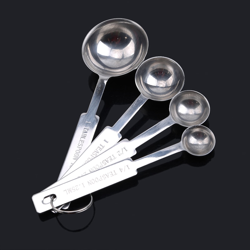4 unids/set medidores de utensilios de cocina juego de tazas medidoras de acero inoxidable precisas cucharas medidoras cuchara para hornear azúcar