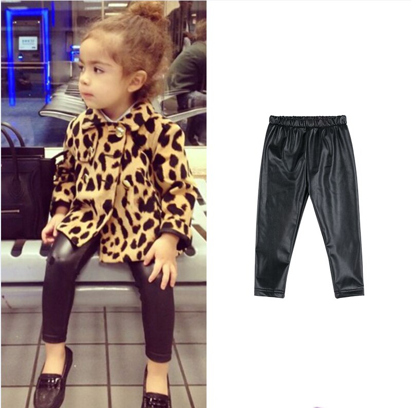 2 3 4 5 6 7 8 9Y kids baby girls autumn winter thickne warm solid pants children Pencil pants girl Skinny leather pant