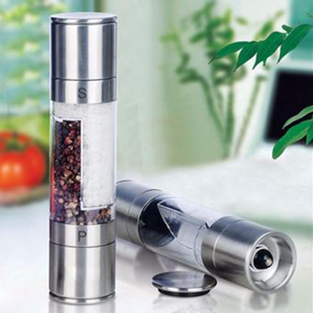Zout &amp; Pepermolen Set-2 in 1 Combo Rvs Molen-Dual Action Verstelbare Tool Gebouwd om (326)
