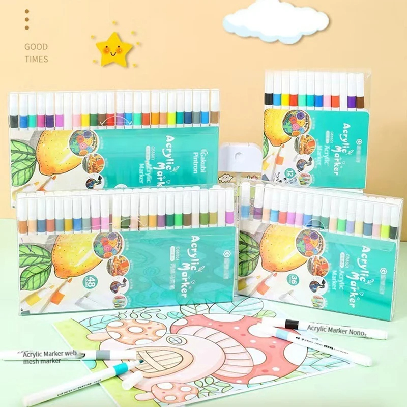 12-80 Colors Acrylic Marker Rock Painting Set for Kids Stone Paint Pens Set Ceramic Glass Wood Manga Art School Supplies