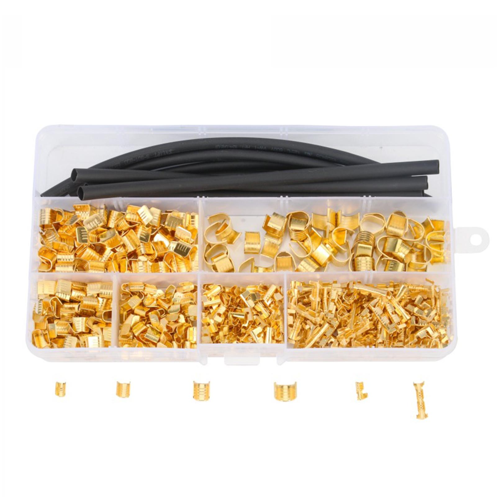 556Pcs Red Copper Cold-pressed Terminal Connector 454A/B/C Crimping Buckle U/C Shape Wire Clamp Crimp Terminals Connectors Kit