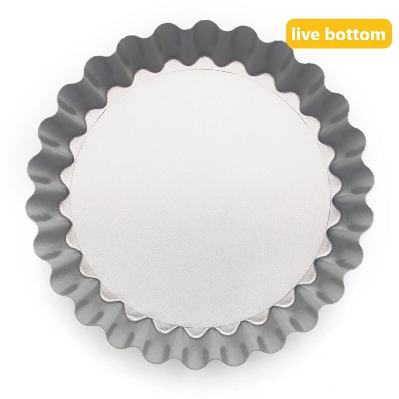 Non-stick egg tart pie pan mold pie pizza cake round mold removable loose bottom groove heavy pie pan baking pan: Plum