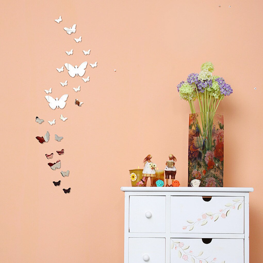 25pz Autoadesivi Della Parete Dello Specchio Animale Specchio Autoadesivo Della Parete Impermeabile Adesivo Da Parete Decalcomanie Abbellire La Casa Decorazione Della stanza Forniture