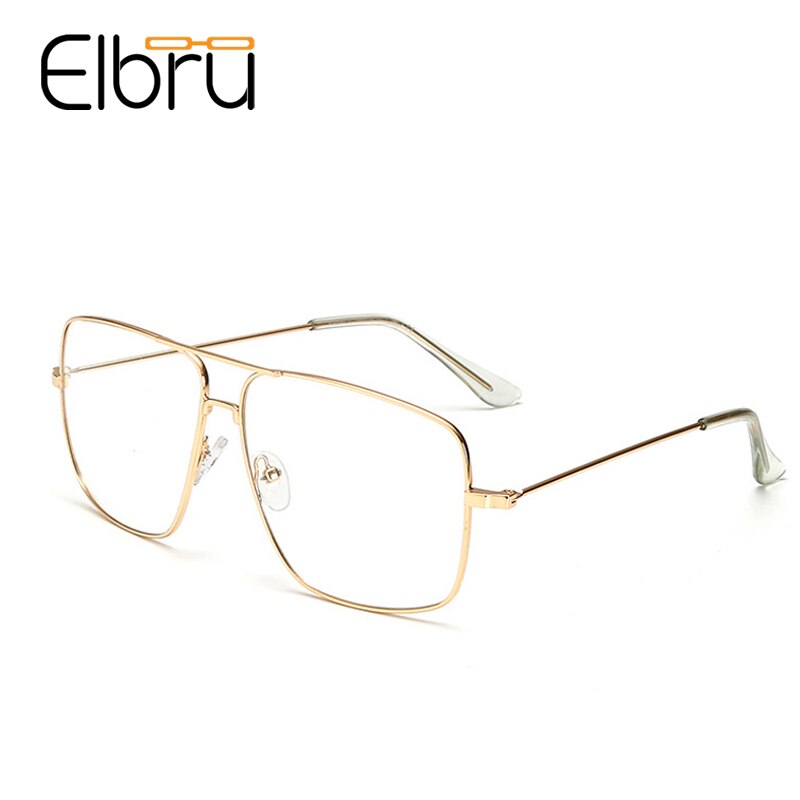 Elbru Vintage Classic Metal Frame Eye Glasses Men Women Sun Glasses Retro Square Optical Frames Eyewear Nerd Clear Lens Glasses