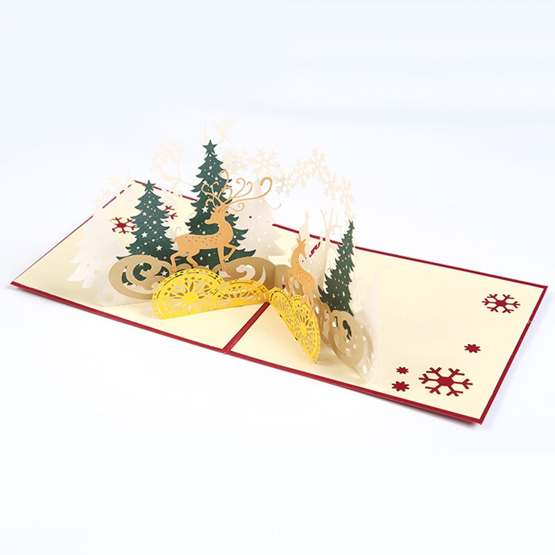 3D Pop-up Christmas Greeting Cards with for Envelope 3D Christmas Card Tree and Deer Christmas Year: Default Title