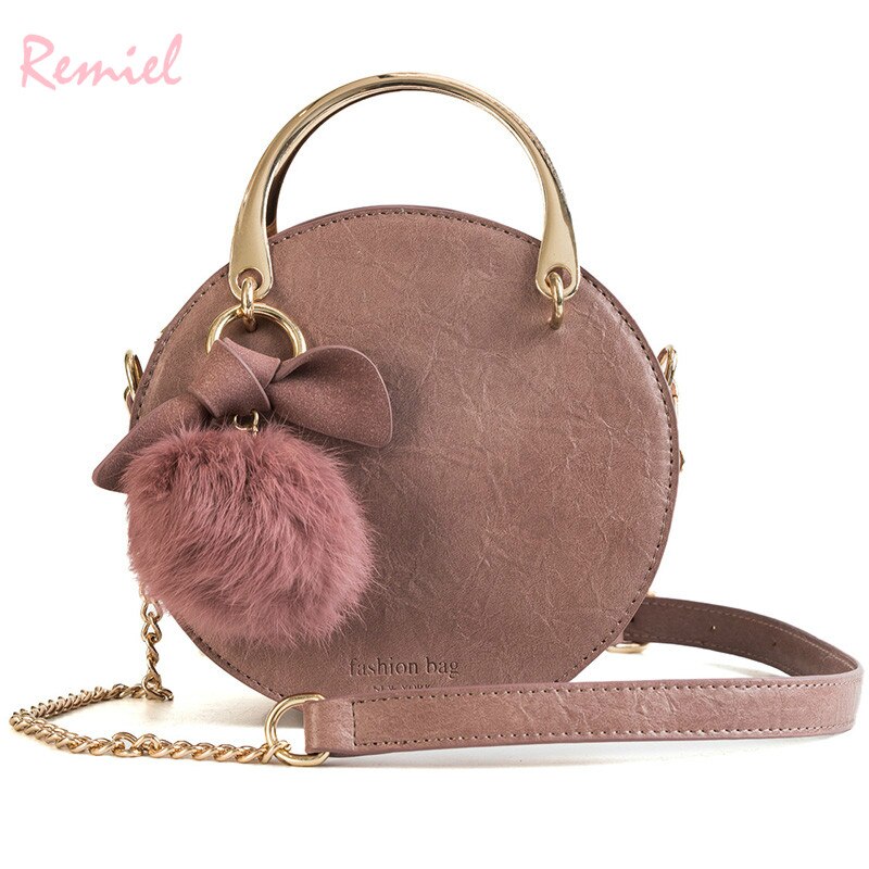 Damestas van pu-leer, dameshandtas van metaal, haarbalketting, schoudertas, messenger bag