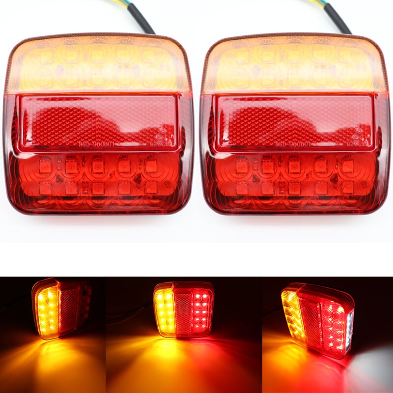 2 Stuks 12V Vrachtwagen Caravan 26LED Achterlicht Achterlicht Richtingaanwijzer Brake Stop Lamp Kentekenplaatverlichting achter Reverse