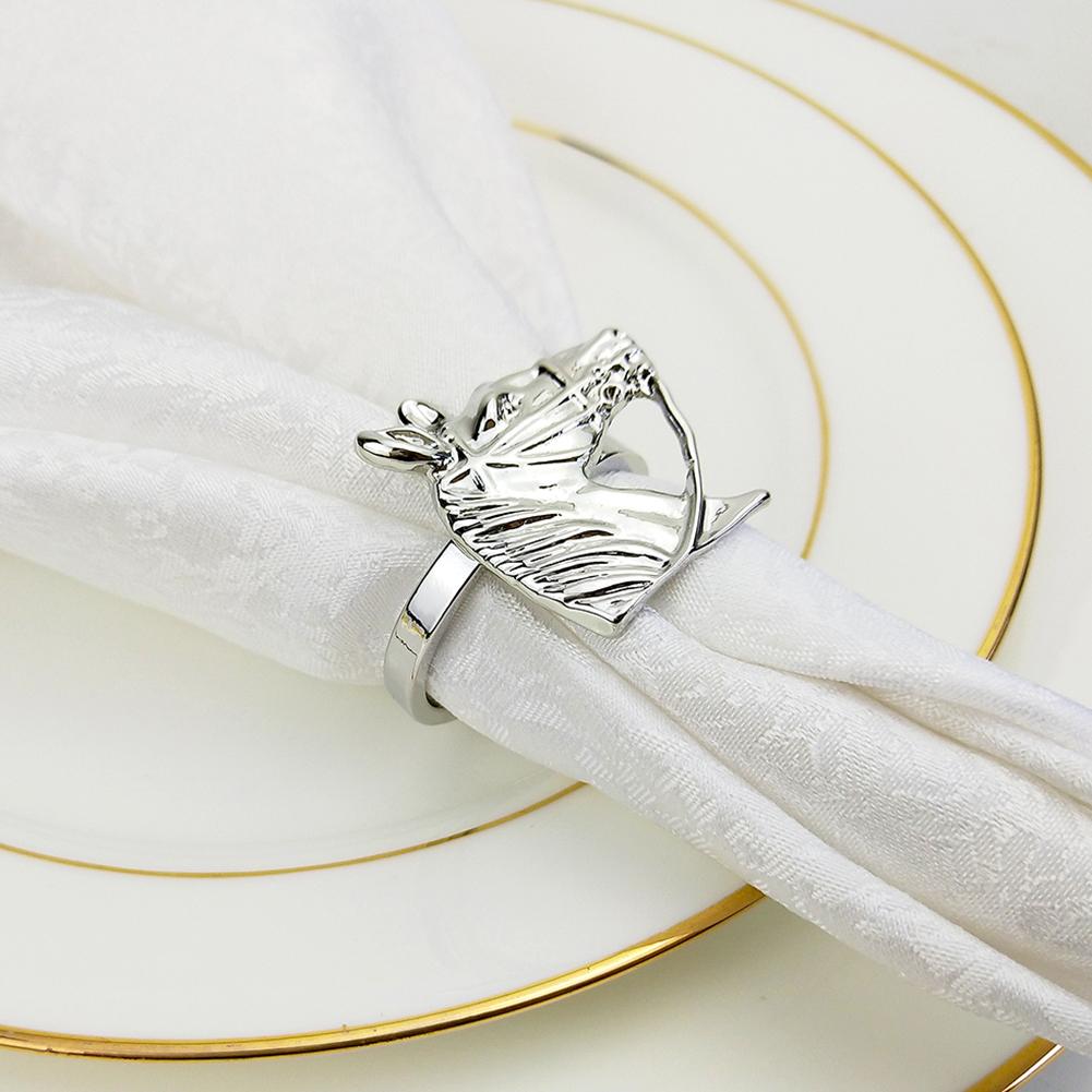 servetring 10 Stks Vintage Maple Leaf Servet Gesp Rood Brons Blad Servet Ring Forest Serie Bruiloft accessoires (Color : Silver