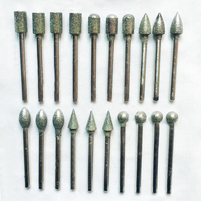 20 stuks 3 mm x 6mm schuurmiddel diamant polijst slijpschijf dremel diamantgereedschap diamantboren bit schijf vijl voor graniet steen glas