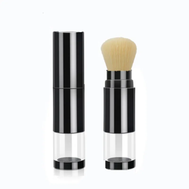 Brocha para base 2 en 1, brocha de maquillaje, colorete de viaje vacío con botella de polvo suelto recargable, tarro, herramientas de maquillaje de belleza: Gris