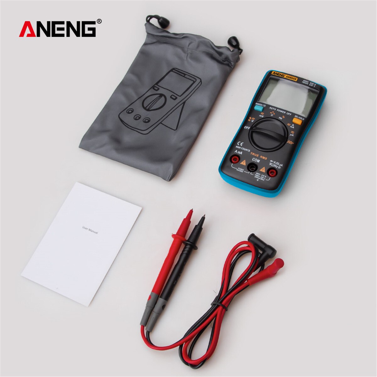 AN8008/AN8009 Digital Multimeter 9999 Counts True-RMS Transistor Capacitor Tester Auto Electrical Rm409b Test Lo Z Temp: AN8008 Blue