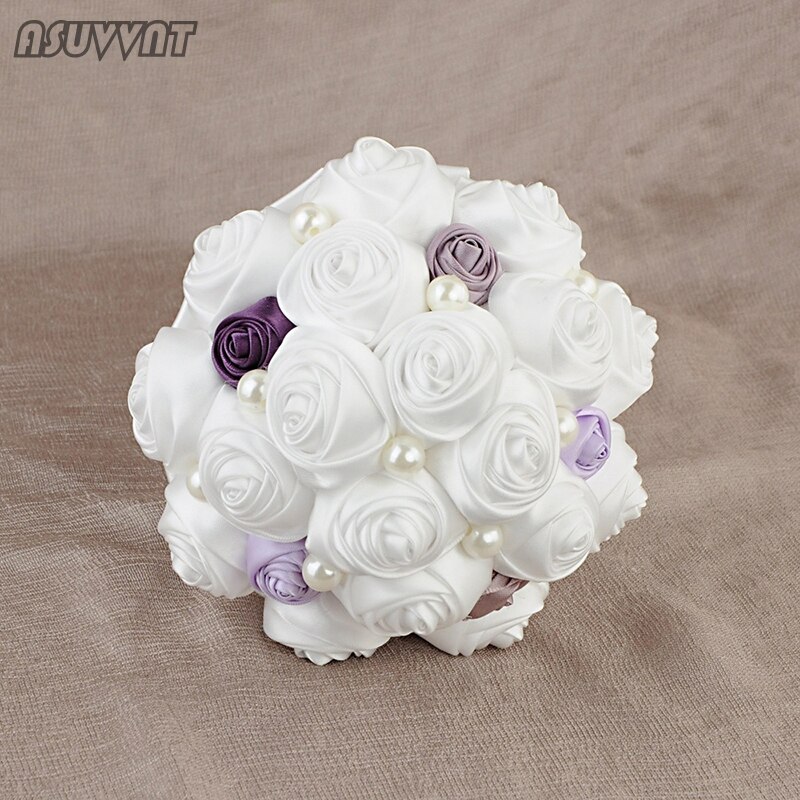Mode Bruiloft Boeket Kunstbloemen Paars Boeket Parel Bloemen Bruidsmeisje Boeket Bruiloft Broche Boeket Voor Party