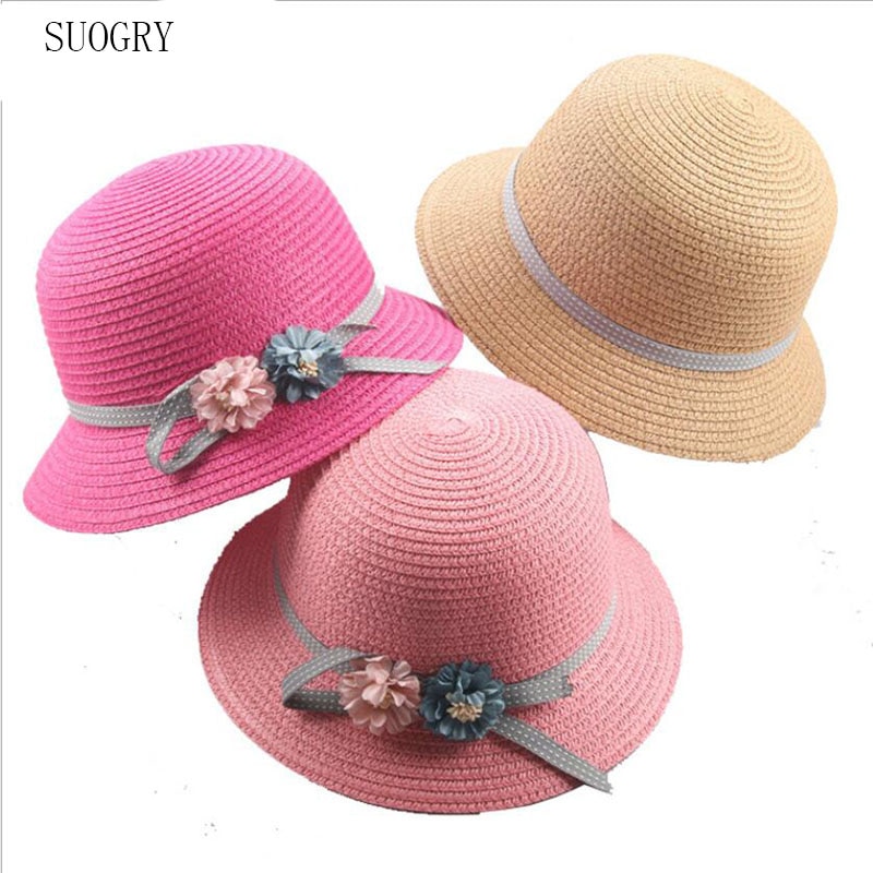 SUOGRY Summer Women's Beach Sun Cap Stylish Straw Hat For Women Protection UV Flowers Straw Hats Girls