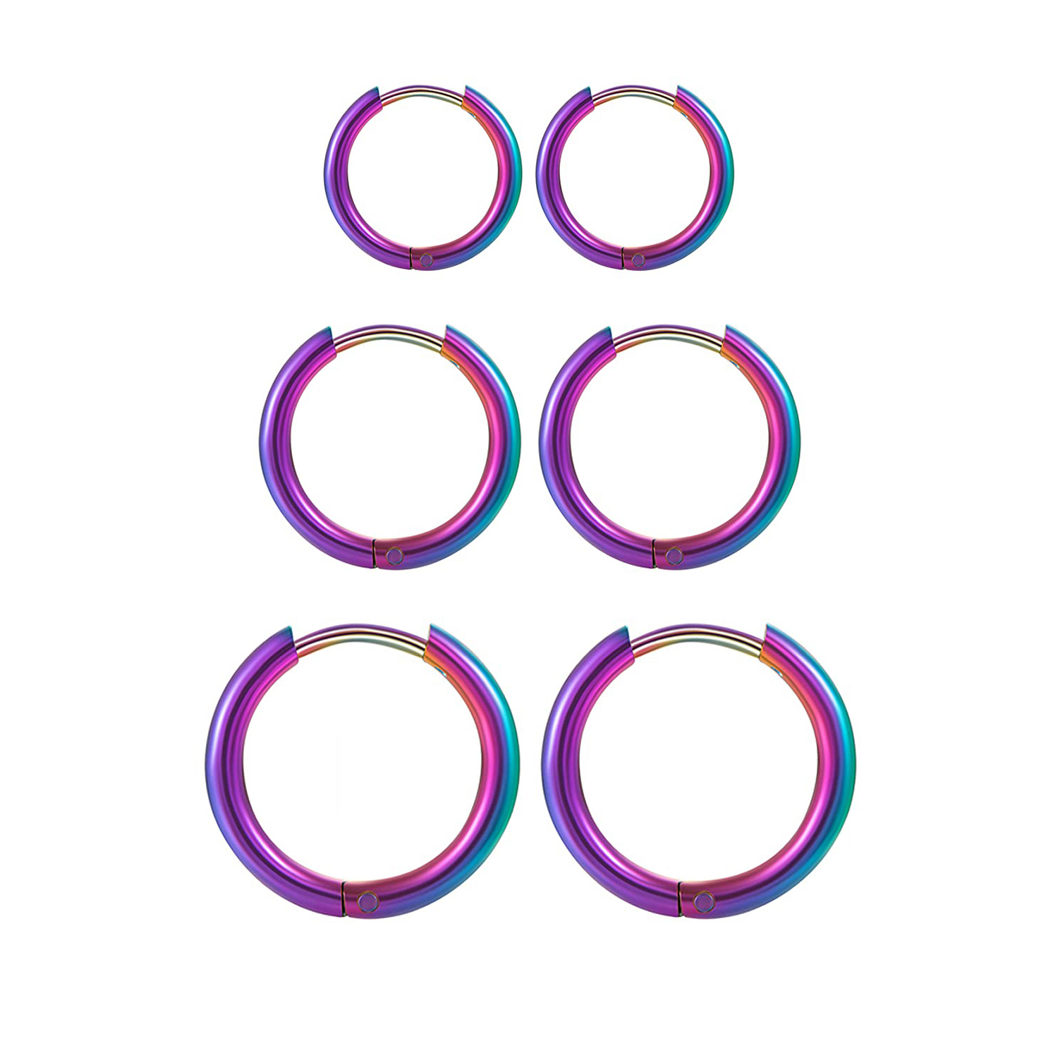 1 Pair Hypoallergenic Unisex Surgical Stainless Steel Small Cartilage Helix Hole Piercing Hoop Earrings Set for Men Women: green / SILVER PLATED