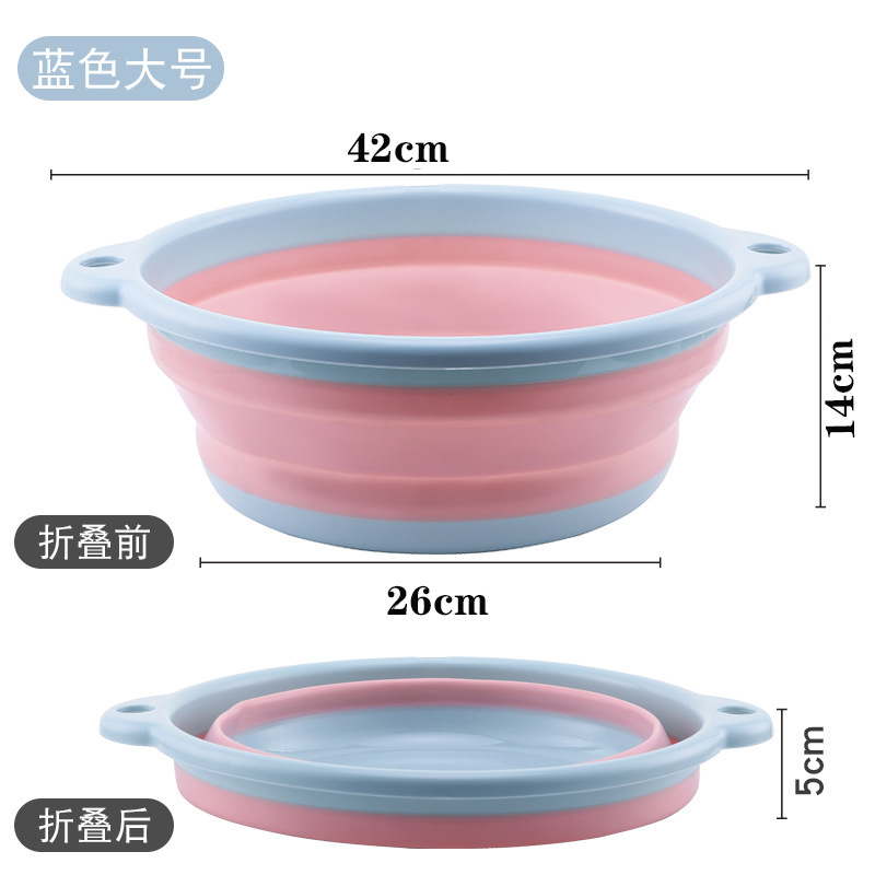 Foldable Washbasin Large Home Portable Private Area Small Basin Travel for Student Dormitory Plastic Laundry Basin: Blue
