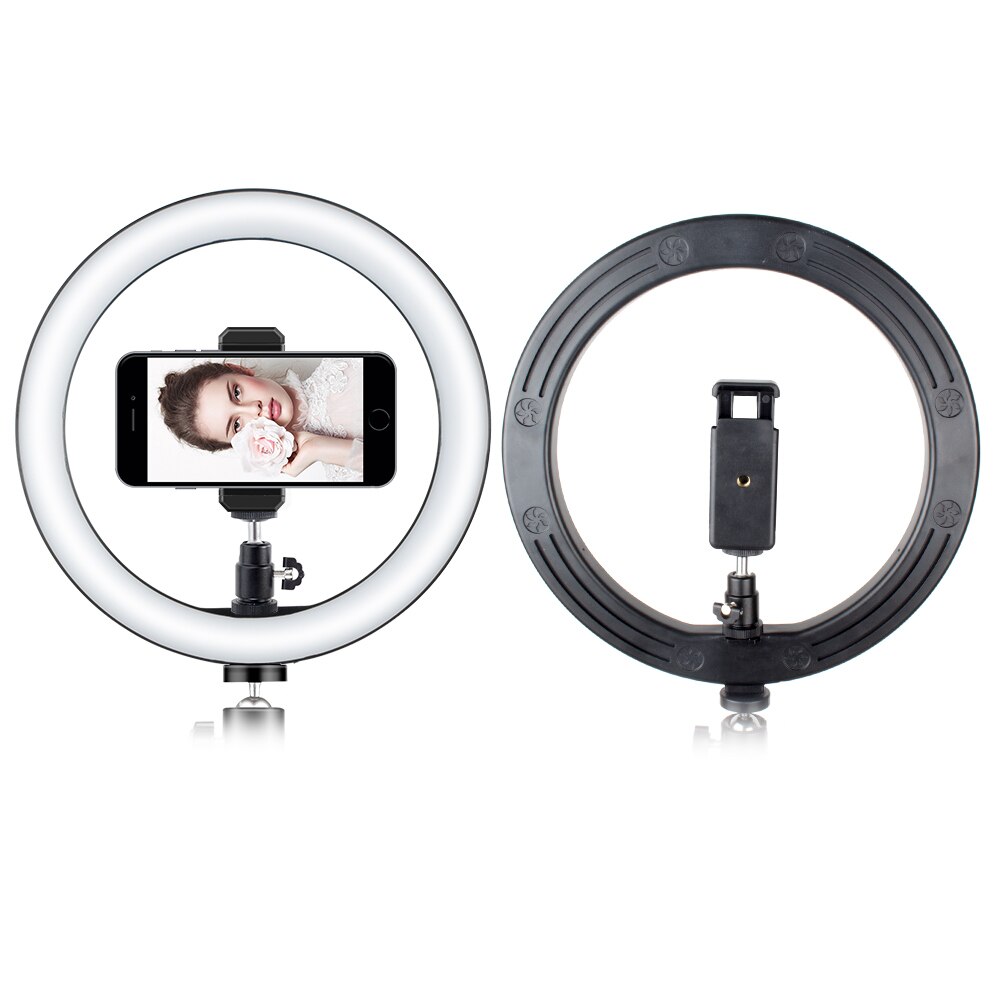 Selfie ledet ringlys 10 tommer toiletbord forfængelighed spejl lys dæmpbar usb telefon makeup lampe video live studio skønhed belysning