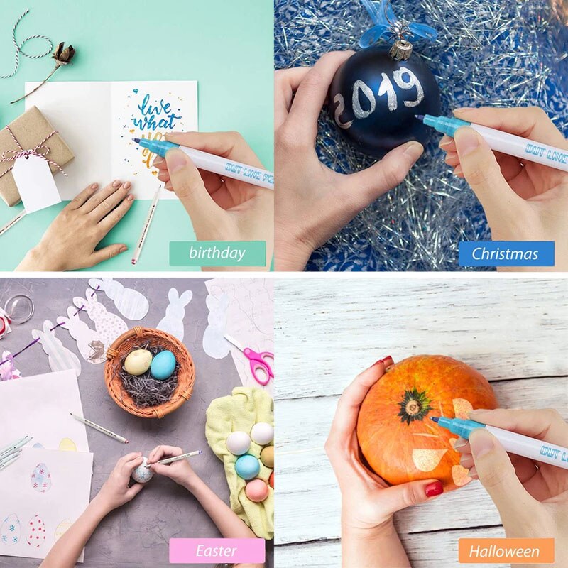 Card Writing Drawing Double Line Outline Pen Portable for School DIY Poster TI99