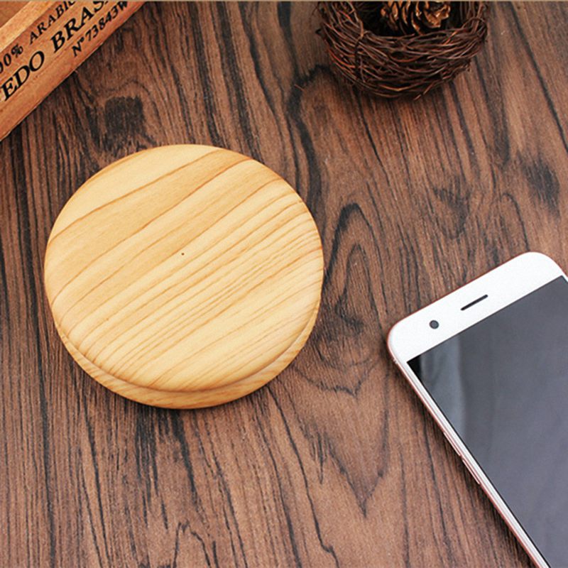 Q1 Wireless Charger Qi Fast Wireless Charging Pad for IPhone X 8/8 Plus Samsung Galaxy Ultra Imitation Wood Slim Charging Pad