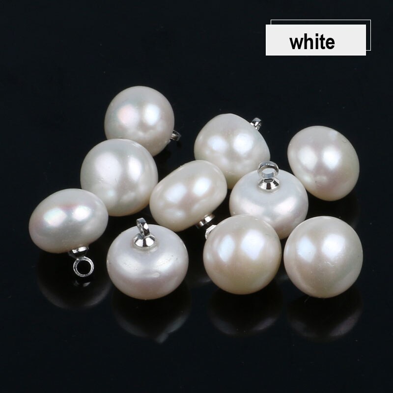 Moda Branco Pérola Natural de água doce multicolor Botão Roupas Botão de Costura Artesanato DIY Decor 7-8mm 9-10mm: white pearl / 9-10mm