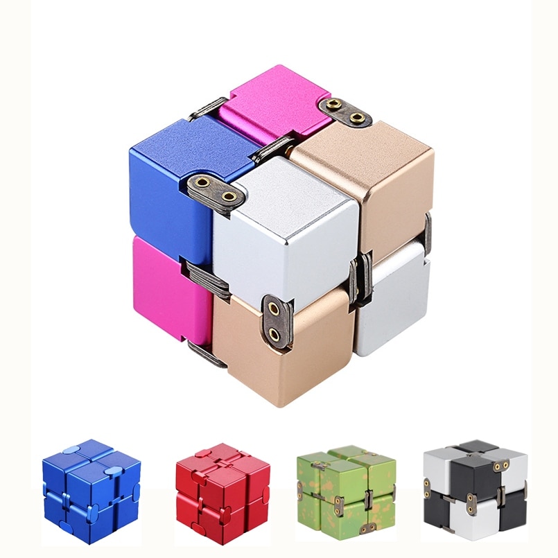 Aluminum Alloy Magical Infinity Cubeb Fidget Toys Infinite Flip Decompression Cubes for Stress Relief