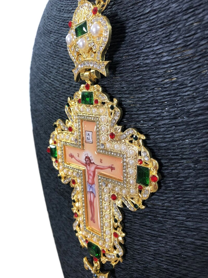 Præst / brystkors med forgyldning ortodokse græske kryds smykker brystkors kæde