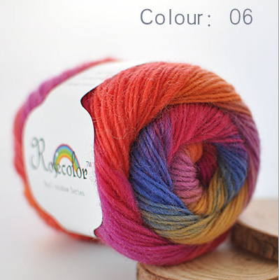 100% Wol Garen Regenboog Kleur Voor Hand Breien Haak Hand-Geweven Dikte Wollen Garen Wollen Garen Haken Sjaal Draad: 06