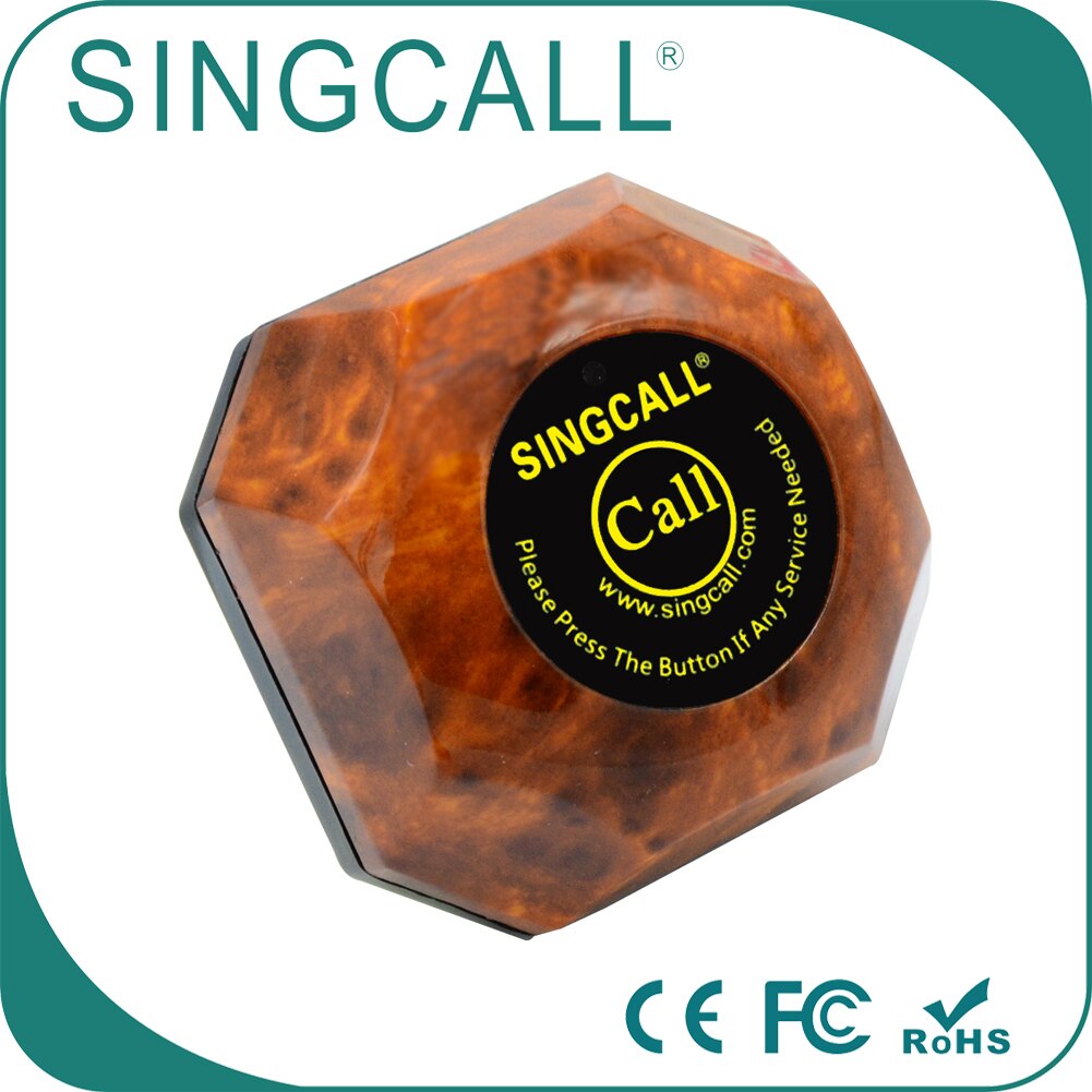 SINGCALL Restaurant Wireless Calling System Pager, Hamburger Pager, Service Caller APE560 Wood Pager