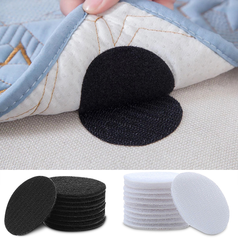 10 Stuks Dubbelzijdig Vaste Magic Sticky Ronde Zelfklevende Haak Lus Pads Non-Slip Houder Voor Sofa laken Tapijt Tafelkleed