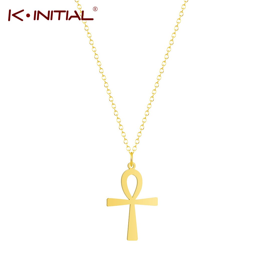 Kinitial Religion Ägyptischen Ankh Kreuz Halsketten Anhänger für Frauen Edelstahl Symbol des Lebens Halsketten Schmuck Schmuckstück