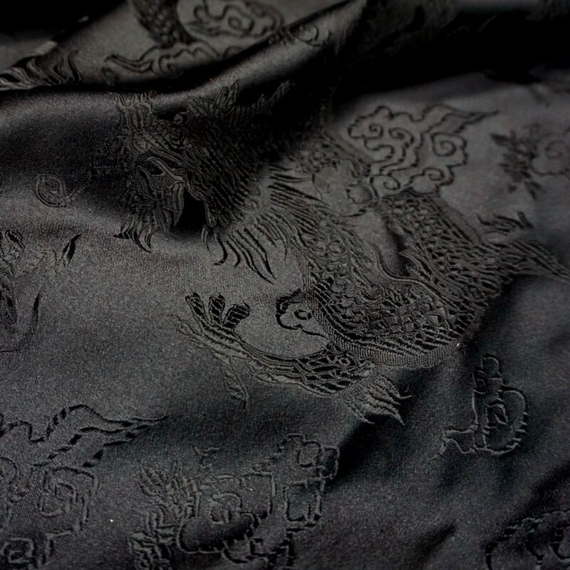 Sort drage stil 3d jacquard brokade satin stof til suite, duge, pude, diy symateriale patchwork