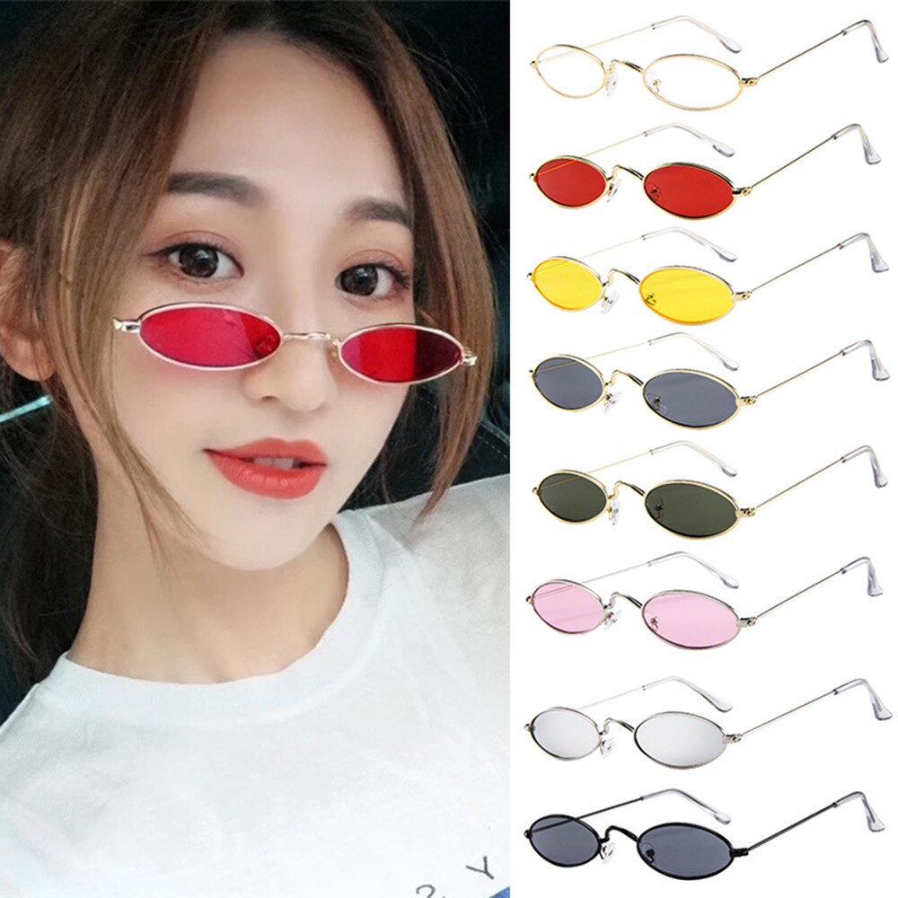 Sunglasses Mens Womens Retro Small Oval Metal – Vicedeal - Main Image