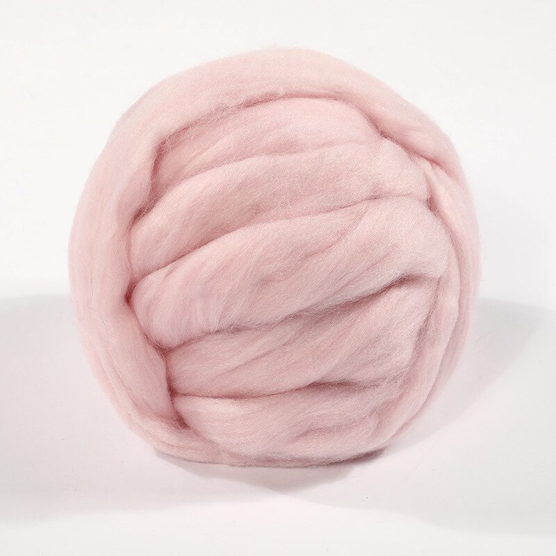 250g super tyk naturlig merinould chunky garn filt uld roving garn til spinding hånd strikning spin garn vinter varmt: 02 lyserøde