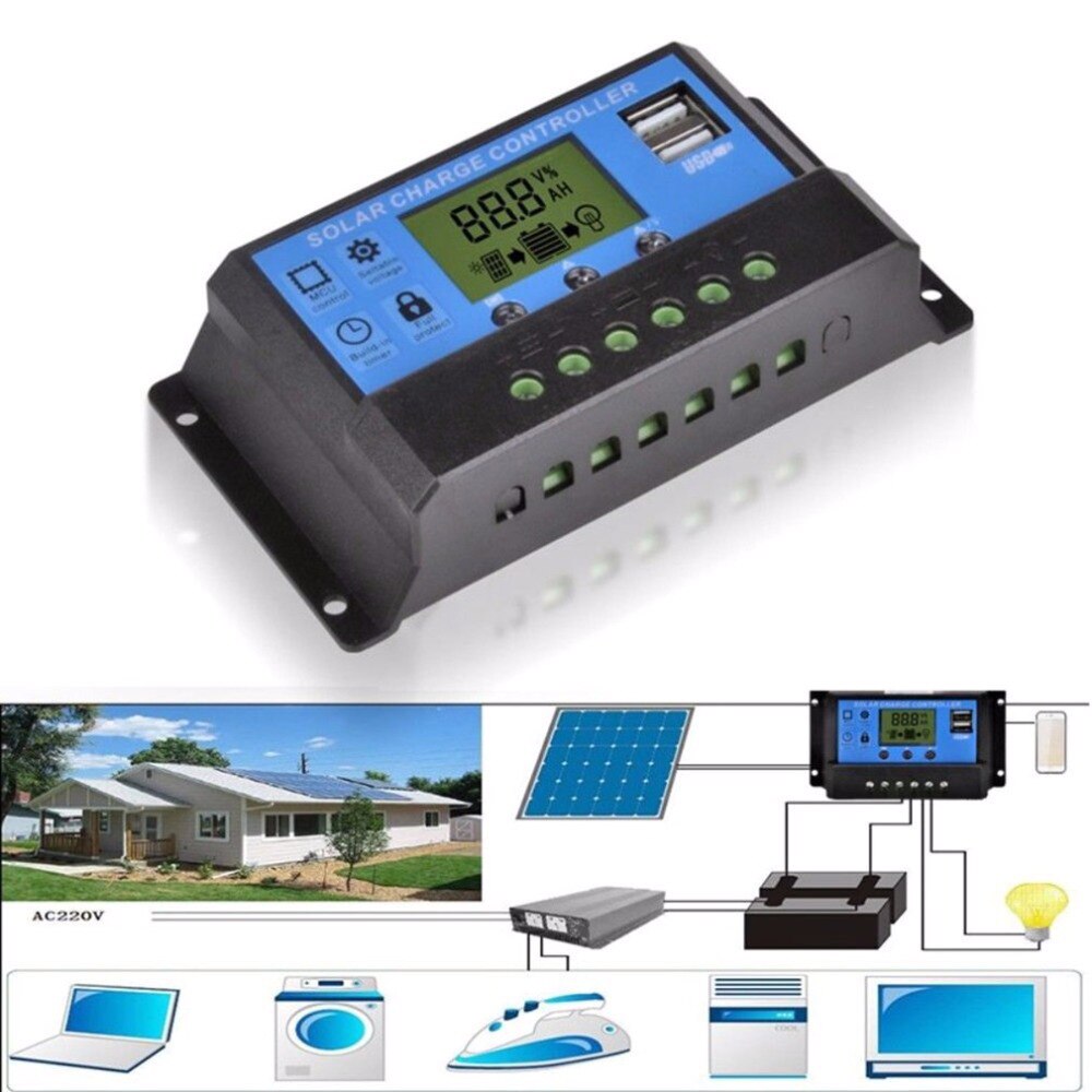 50W 5V/18V Solar Panel Dual USB Solar Panel IP65 Water-resistant with 10A Solar Charge Controller Regulator for Car