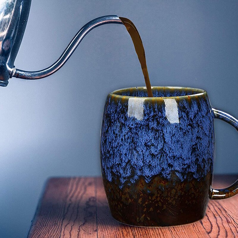 Ceramic Coffee Mug-Premium Porcelain Tea Cup-Large Coffee Mug for Home and Office-perfect for and Cold Beverages: Blue