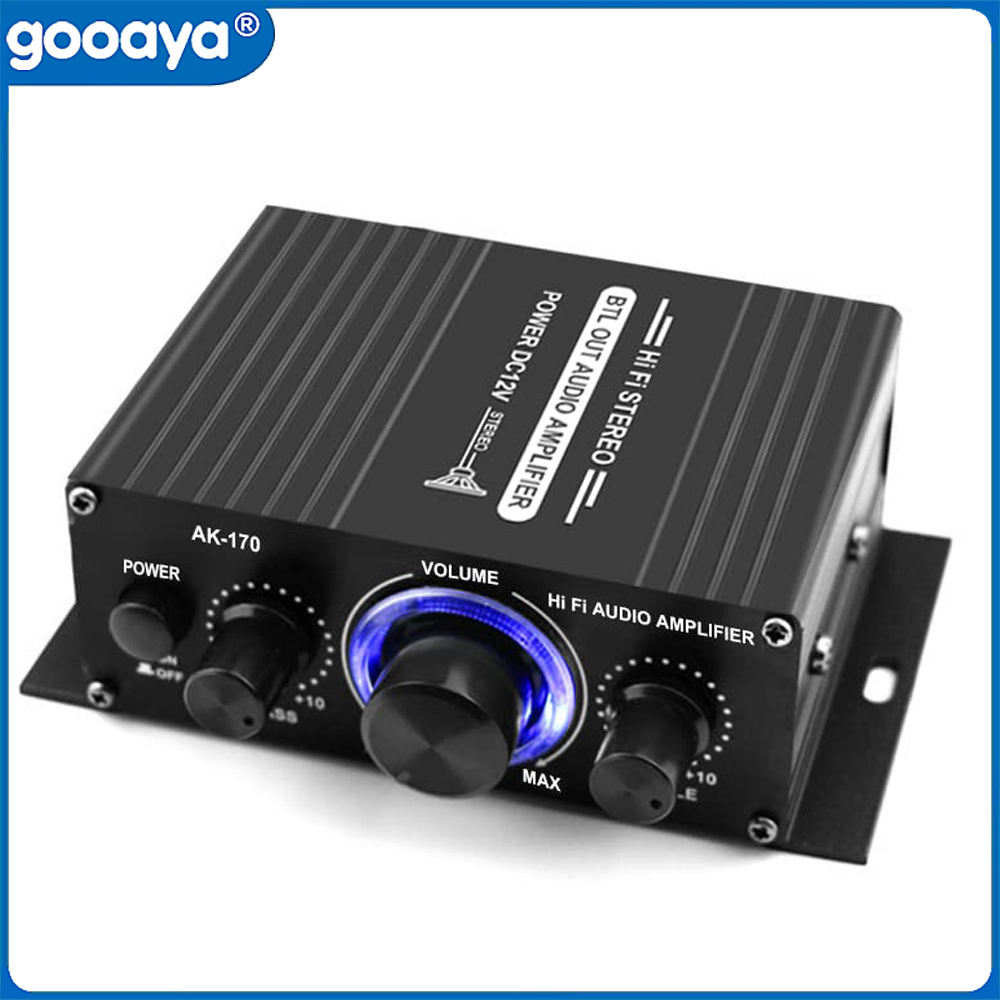 AK170 Mini Cyfrowy Wzmacniacz Audio Samochodowy z Niebieskim Podświetleniem Stereo do Kina Domowego Klubu Imprez Muzyki 200Wx2 Moc