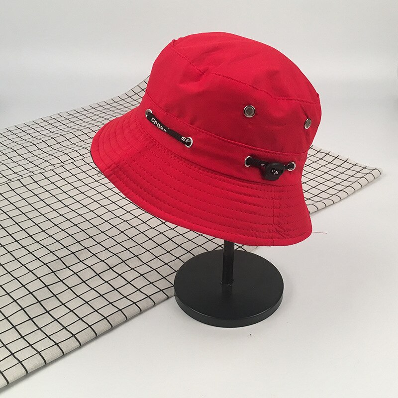 Fisherman Hat Female Spring and Summer Sun Protection UV Bucket Hat Wild Face-lift Drawstring Sun Hat Outside Sport Bucket Hat: Red