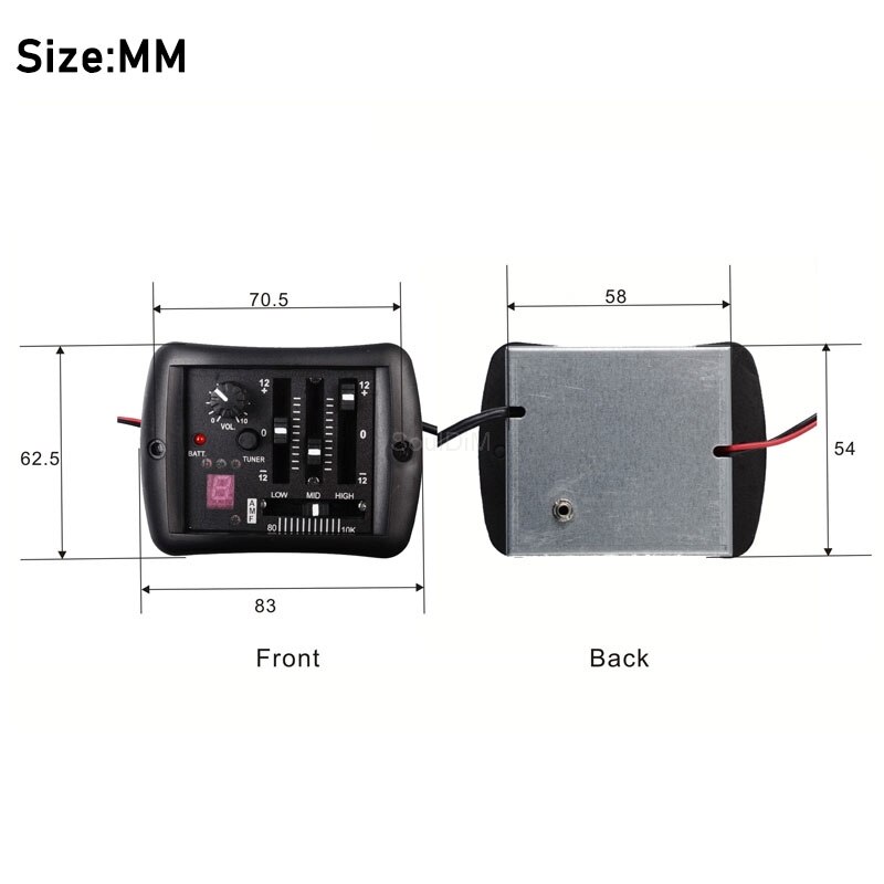4 Band EQ Equalizer Tuner system with 6.35mm Output Jack Guitar EQ pickup with tuner for Acoustic guitar