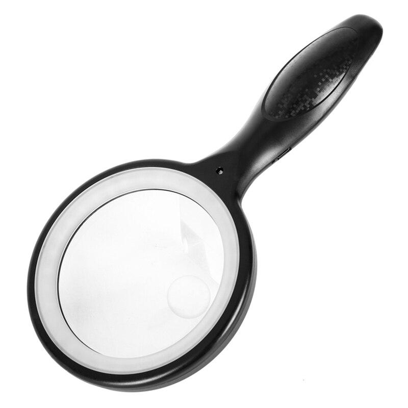 Magnifying Glass with Light, 5X 10X Magnification with LED Illuminated, Handheld Magnifying Glass: black